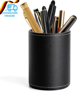 Stiftehalter Schwarz Rund Stifthalter Aus Leder, Stifteköcher Stiftehalter Schre - Bild 1 von 12