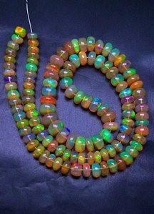 Top Grade!! Quality Natural Ethiopian Opal Gemstone,Smooth Roundel Beads 5-8 MM - Picture 1 of 18