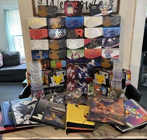 HUGE LOT OF  35+ EMPTY ETB, Binders, Over 100 1 Touch And More SEE PICS POKEMON  - Picture 1 of 18