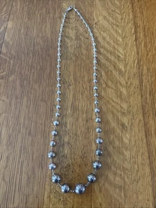 Vintage Sterling Graduating Ball w/Spacers 30 Inch Necklace 40 Grams - Picture 1 of 6