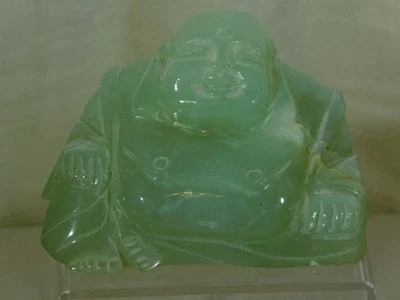 Chinese Qing Dy 半透明玉桌上衣佛像 — 第 1/4 张图片