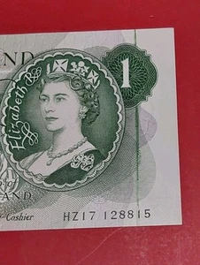 £1 Seite Fehler Hinweis, grüne Tinte Streifen rechts vorne, aunc/unc - Bild 1 von 3