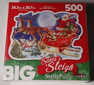 [NEW] Big Santa's Sleigh Shaped 500-Piece Puzzle Cra-Z-Art, 2018 - 28.5"x20.7" - Picture 1 of 2