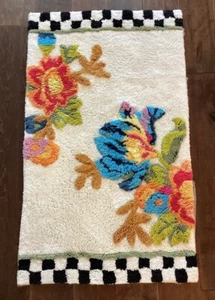 Mackenzie-Childs Floral Bath Rug / Mat 21" x 34" Multicolor Bathroom New Cotton - Picture 1 of 9