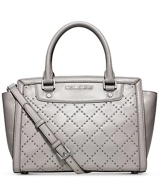 Bolso Bandolera Michael Kors Cuero Gris Perla Selma Micro Tachuelas Mediano Foto 1 de 3
