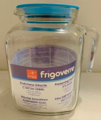 Bormioli Rocco Frigoverre 67,75 oz. Jarra de vidrio con tapa hermética verde azulado NUEVO Foto 1 de 4