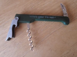 "WHO's YOUR Farmer" Capitano Cork Screw, Waiter Friend plastic, stainless Green - Picture 1 of 3