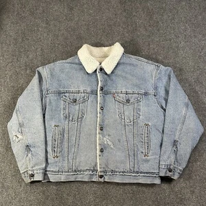 Levi’s Sherpa Trucker Jacket Large Men’s Light Fade Blue Vintage 90s Distressed  - Picture 1 of 9