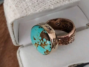 NEW Jes MaHarry Turquoise 'Testament' Ring Rose & Yellow Gold Sterling 7 $1,990 - Picture 1 of 8