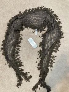NWT CHICOs Brown LACE 72" Long Lightweight SCARF 67" Fringe - Picture 1 of 11