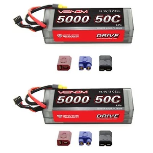 Batería RC Venom 50C 3S 5000mAh 11.1V LiPo Estuche Rígido con Enchufe Universal x2 Paquetes - Imagen 1 de 3