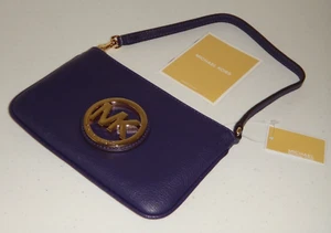 MICHAEL KORS Fulton MK Wristlet Clutch Wallet Iris Purple Leather 38S8CFTW7L - Picture 1 of 8