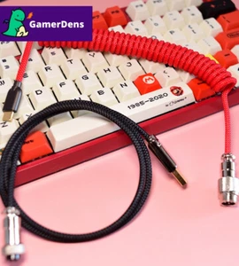 Custom Aviator Coiled Type-C Cable Double Sleeved for Mechanical Keyboards - Picture 1 of 16