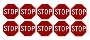 Stop Sign Stickers | 10 decals | 1.5" octagon shape | outdoor durable