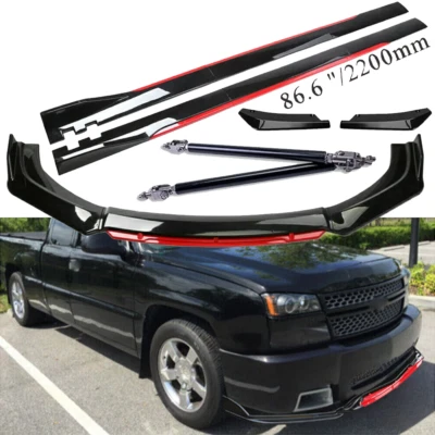 For Chevrolet Silverado 1500 Front Bumper Lip Spoiler Splitter /Side /Skirt Body Foto 1 de 4