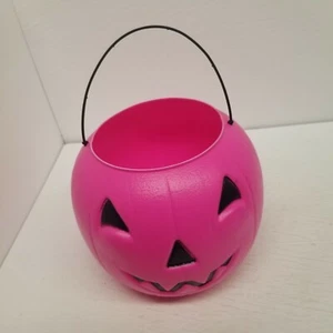 Vtg Hot Pink Pumpkin Jack O Lantern General Foam Candy Bucket, Trick or Treat - Picture 1 of 8