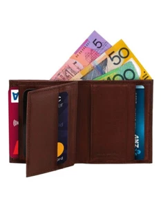 Pierre Cardin Mens Slim Bi-Fold Leather Wallet Rustic w/ RFID Protection Brown - Picture 1 of 4
