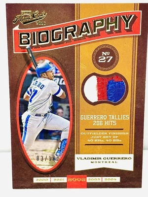 2016 PRIME CUTS BIOGRAPHY VLADIMIR GUERRERO GAME USED PATCH SN 3/10 SSP - Image 1 of 2