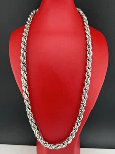 925 Sterlingsilber gedrehtes Seil Kette rhodiniert anlaufgeschützt 24" Zoll 7 mm - Bild 1 von 9