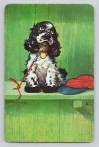 Tarjeta de intercambio adorable Cocker Spaniel perro raza reina de corazones tarjeta de juego individual - Imagen 1 de 3
