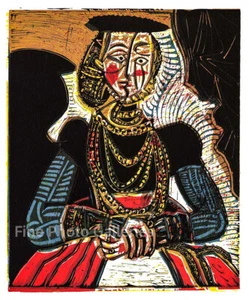 1958 Vintage PABLO PICASSO Portrait Of A Lady Authentic Linocut Lithograph Art - Picture 1 of 1