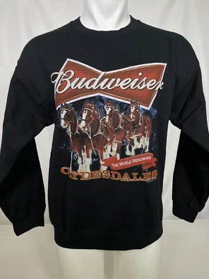 Sudadera negra cuello redondo Budweiser Clydesdales comida chatarra para hombre Foto 1 de 4