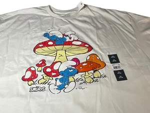 Die Schlümpfe Pilz Herren T-Shirt Gr. 3XL weiß lizenziert 100% Baumwolle LargeGrafik - Bild 1 von 8