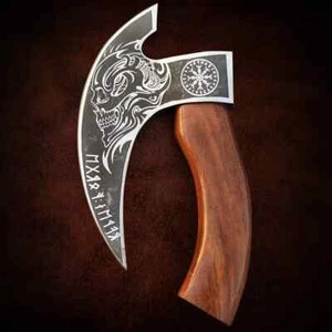 Viking Pizza Cutter Axe Hand-Forged Carbon Steel Multipurpose Slicer With Sheath - Picture 1 of 7