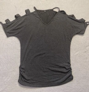 Women’s Dark Grey Cold Shoulder Doleman Tunic Top Size Meduium - Picture 1 of 5
