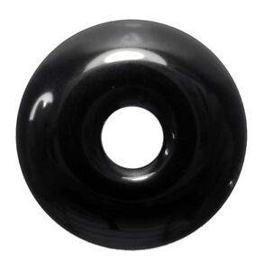 Schwarzer Obsidian Donut Anhänger Edelstein 40mm Scheibenstein PiStein Heilstein