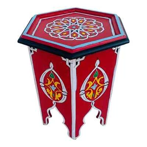 New Table Side Red Moroccan Handmade Side Table Delicate Hand Painted Exquisite - Picture 1 of 10
