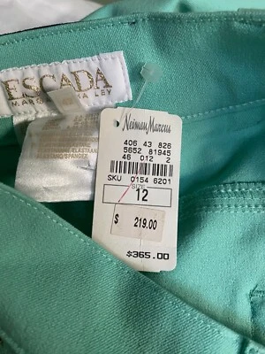 $365 ESCADA JEANS VINTAGE ALGODÃO RETO EM AQUA 30" COSTURA INTERNA CURVY FIT 42 ITÁLIA - Imagem 1 de 4