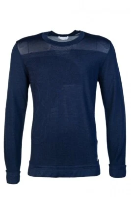 Great VERSACE Collection Big Logo Men's Sweatshirt Jumper Wool Navy Blue Size M - Image 1 of 4