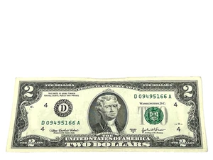 U.S. 2003A $2 FEDERAL RESERVE NOTE, CRISP, S/N D 09495166 A (#489) - Picture 1 of 2