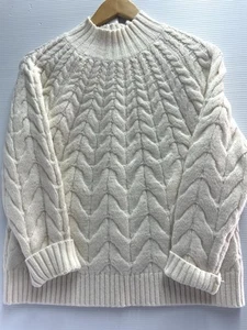 St Frock Women's Wool Blend Knit Top Roll Neck Jumper Pullover White Small Med. - Bild 1 von 14