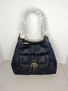 Coach Signature Metallic Campbell dunkelblau Jaquard Handtasche Umhängetasche F26245 B4MID - Bild 1 von 9