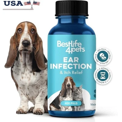 Tratamiento de infecciones de oído perros y gatos alivio natural de la picazón 400 pastillas fácil de dar Foto 1 de 4