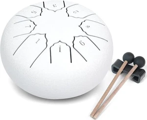 MUSCELL Steel Tongue Drum 6 Inches 8 Notes, Hand 6 inches 8 notes, White - Picture 1 of 6