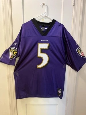 Camiseta deportiva vintage Reebok Baltimore Ravens Joe Flacco #5 púrpura de la NFL para hombre talla L Foto 1 de 4