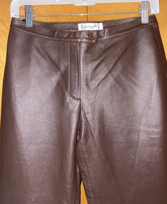 Pantalones forrados vintage de cuero marrón para mujer Spiegel talla 4 Foto 1 de 4