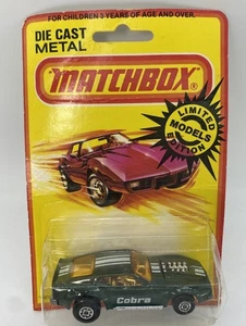 Coche de juguete verde Matchbox Mustang Cobra (1980) Boss Lesney - embalaje dañado - Imagen 1 de 9