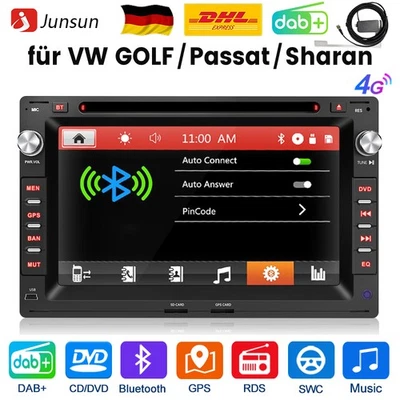 DAB+ CD DVD Für VW Polo Golf 4 Passat B5 T5 Android 13 Autoradio GPS Navi SWC - Bild 1 von 4