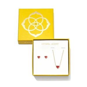 Kendra Scott Anna Anhänger Halskette und Ohrstecker Geschenkset rot Größe 19" Neu mit Etikett - Bild 1 von 5