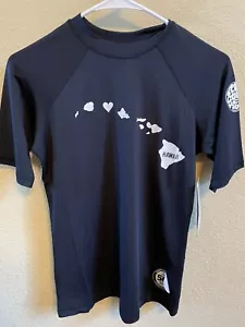 Womens New Rip Curl performance fit short sleeve Hawaii black rash guard Large - Picture 1 of 3