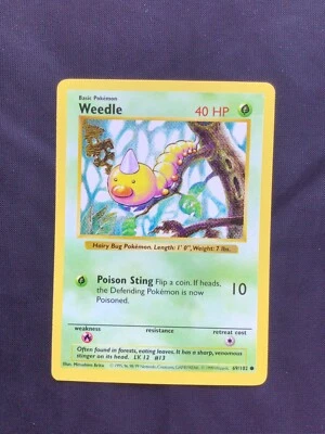 Pokemon Cards: Base Set Shadowless Common: Weedle 69/102 - Image 1 of 4