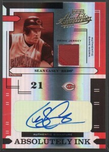 Sean Casey 2004 Absolute Memorabilia Absolutely Ink Prime Patch Autograph 1/5