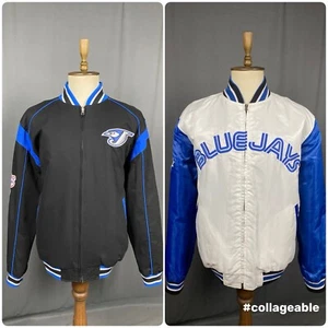 Blue Jays Toronto Vintage Black White Reversible Bomber Varsity Jacket Size XL - Foto 1 di 23