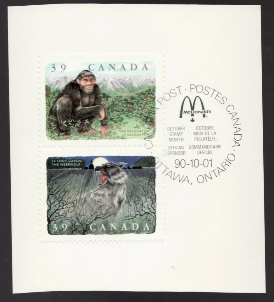 1990 - #1289a 1291a Used Se-tenant - Folklore - Sasquatch & Werewolf - Image 1 of 1