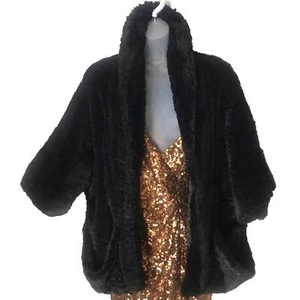 Jolt Black Faux Fur jacket With Pockets and hook Closure size Large - Picture 1 of 7
