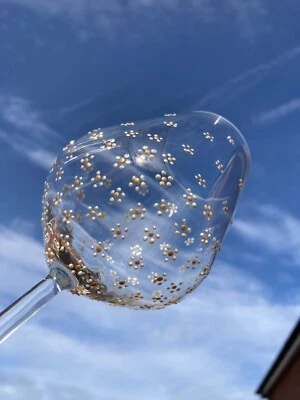 Hand painted Daisy wine glass hand decorated Red/white wine glass.GIFT WRAPPED - Image 1 of 4